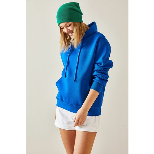 XHAN Blue Kangaroo Pocket & Hoodie Sweatshirt Slike