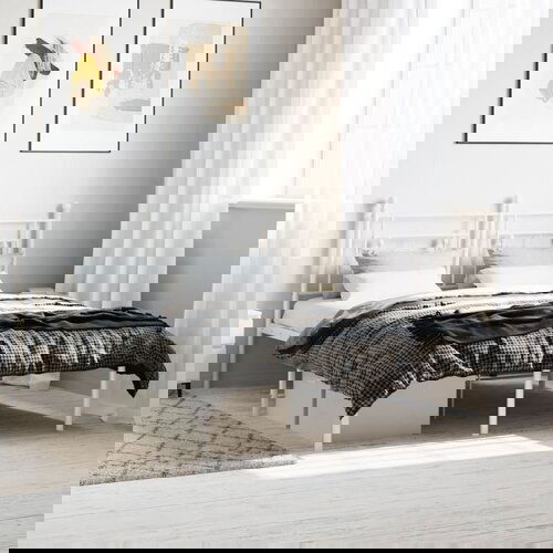 VidaXL Metalni okvir za krevet s uzglavljem bijeli 140 x 190 cm Slike
