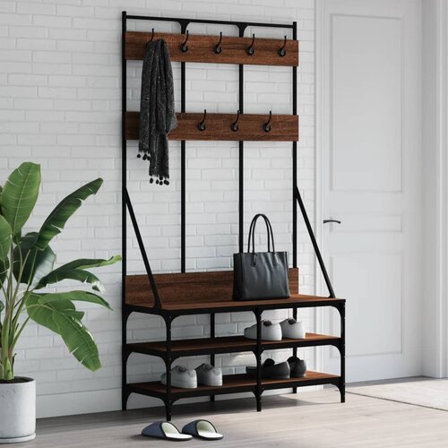  The Living Store Regal za oblačila s prostorom za čevlje rjav hrast 100x40x184cm - Regal Za Oblačila, (21448566) Slike
