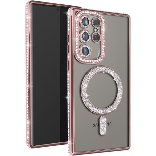 AVIZAR Diamantno ohišje za Samsung Galaxy S24 Ultra MagSafe Contour Strass, Šampanjec roza, (5000011278) Cene