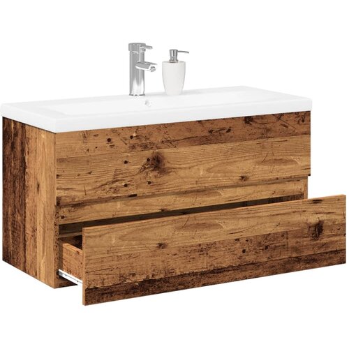 vidaXL Ormarić s ugrađenim umivaonikom boja starog drva 91x39,5x49 cm Cijene