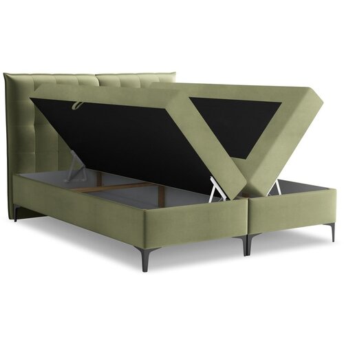 Makamii Zelena boxspring postelja s prostorom za shranjevanje 160x200 cm Mikana &amp;ndash; Slike