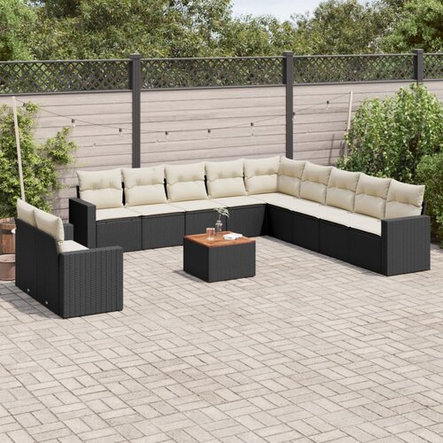 vidaXL 12-dijelni set vrtnih sofa od poliratana s jastucima crni Cijene