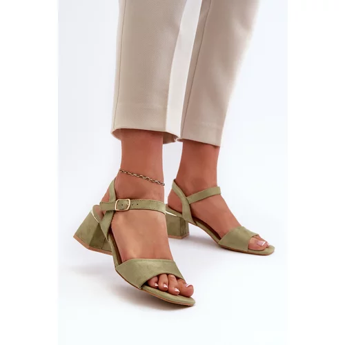 Kesi Women's eco-friendly suede block sandals, Leisha green