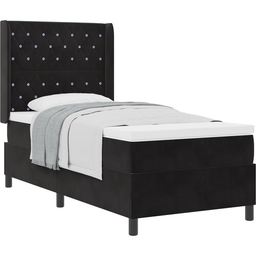 VidaXL boxspring postelja z vzmetnico črna 90x190 cm žamet, (22050298) Slike