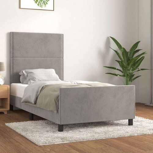  Posteljni okvir z vzglavjem svetlo siv 100x200 cm žamet, (20738740) Cene