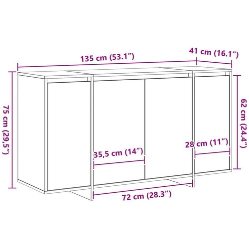  Siva komoda Siva Sonoma Konstruirano drvo 135 x 41 x 75 cm Slike