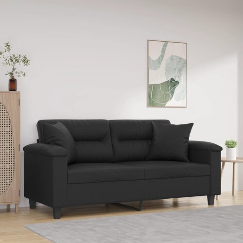 vidaXL Dvosjed s ukrasnim jastucima boja crna 140 cm umjetna koža Cijene