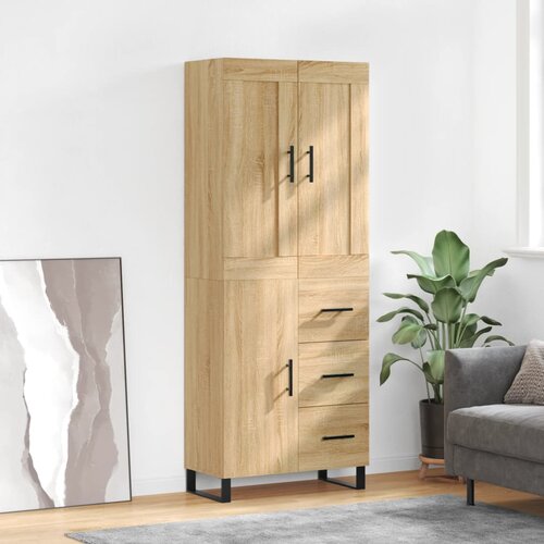 vidaXL Visoka komoda sonoma hrast 69,5x34x180 cm inženirski les Cene