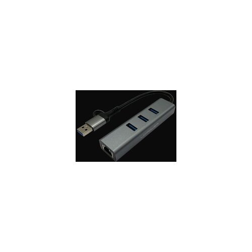 LC-Power lc-hub-c-multi-9 usb-a/usb-c hub with 3x usb-a + rj45 antracit black ( 24959 ) Slike