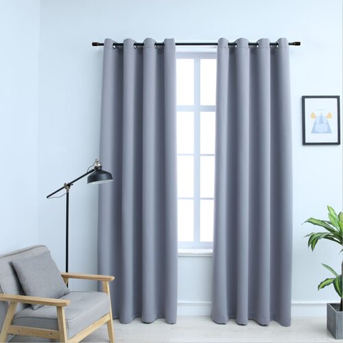 VidaXL Zatemnitvene zavese s kovinskimi obročki 2 kosa sive 140x245 cm, (20768304) Slike