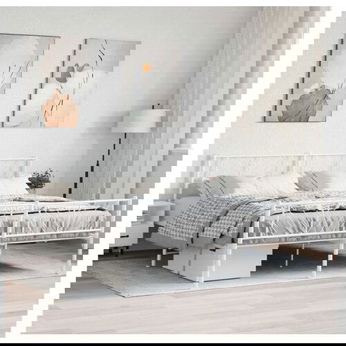 VidaXL Metalni okvir kreveta uzglavlje i podnožje bijeli 193x203 cm Slike