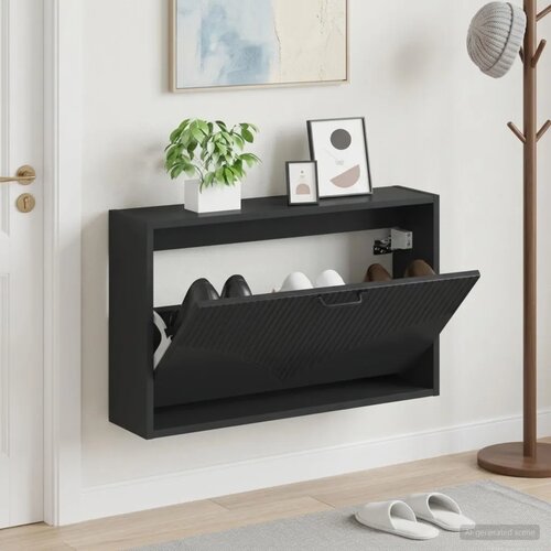  Ormar za cipele na zidu HOORN 71 x 17 x 43 cm Konstruirano drvo - Crna Cijene
