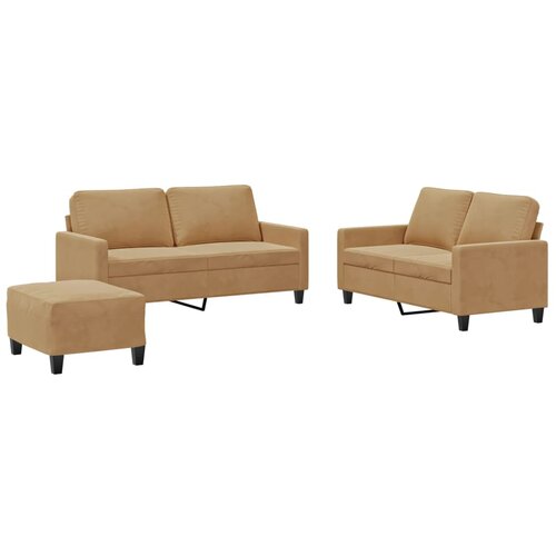 VidaXL 3-dijelni set sofa s jastucima smeđi bar&amp;scaron;unasti Slike
