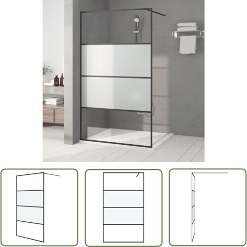 The Living Store Pregrada za tu&amp;scaron; črna 115x195 cm delno motno ESG steklo - Tu&amp;scaron; Stena, (21745279) Slike