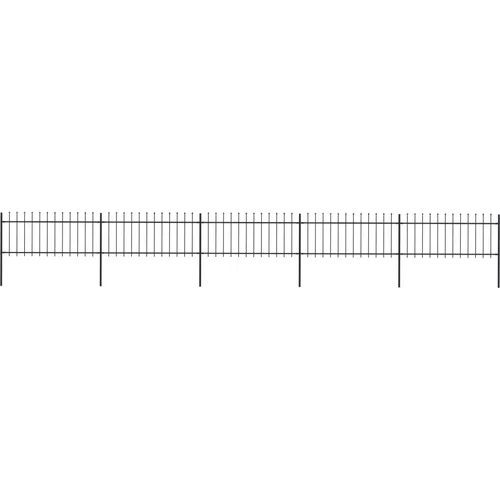 vidaXL Vrtna ograja s koničastimi vrhovi jeklo 8,5x0,8 m črna