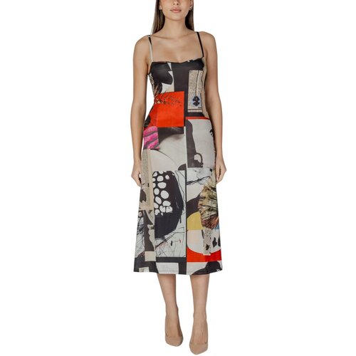 Desigual Dolge obleke VEST_NEWSPAPER COLLAGE_LACROIX 25SWVK40 Rdeča Cene