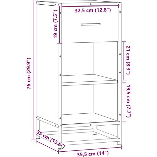 VidaXL Komoda boja hrasta 35,5 x 35 x 76 cm konstruirano drvo i metal Slike