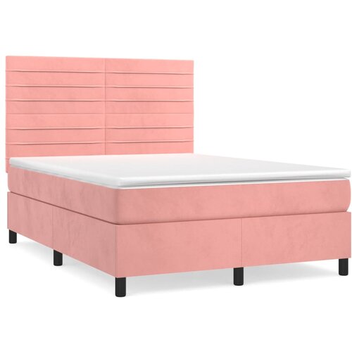 VidaXL Box spring postelja z vzmetnico roza 140x200 cm žamet, (20792206) Slike