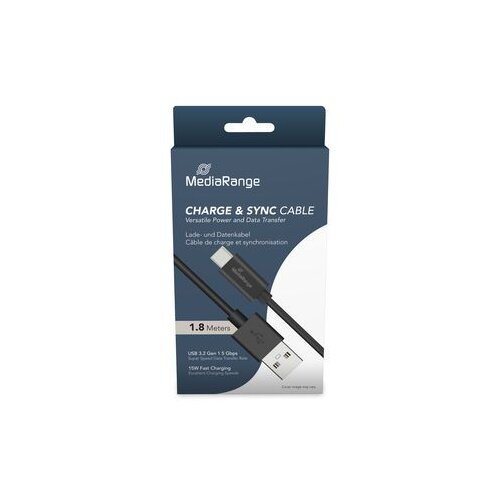 Mediarange kabel USB-A na USB-C za punjenje i sinkronizaciju, USB 3.2 Gen 1x1 na USB Type-C&amp;reg;, 1.8m, MRCS182 Slike