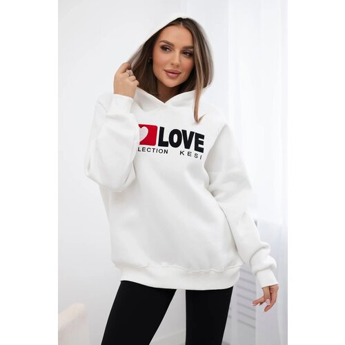 Kesi Cotton insulated sweatshirt with ecru hood Slike