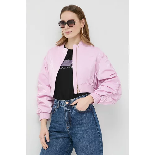 Pinko Bomber jakna za žene, boja: ružičasta, za prijelazno razdoblje