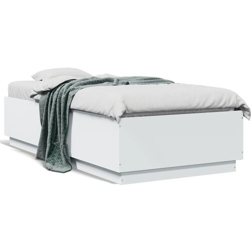 VidaXL Posteljni okvir z LED lučkami bel 75x190 cm inženirski les Slike