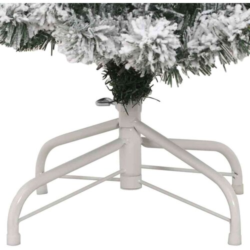 VidaXL Umjetno božićno drvce s nogom Zelena i bijela 150 cm PVC Slike