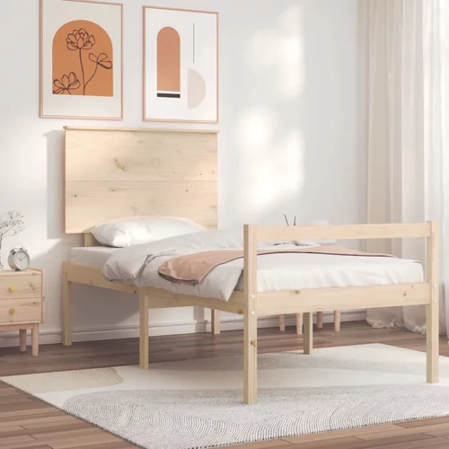 vidaXL Okvir kreveta s uzglavljem 3FT za jednu osobu od masivnog drva