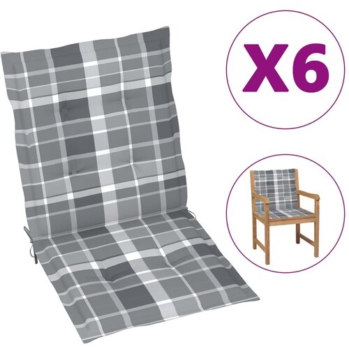 vidaXL Blazine za vrtne stole 6 kosov siv karo vzorec 100x50x3 cm Cene