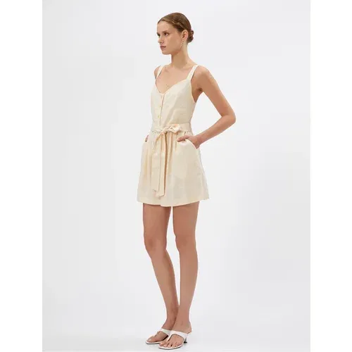 Koton Shorts and Rompers Linen Blend With Straps, Belted Waist With Buttons.