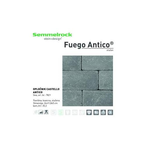 Semmelrock FUEGO ANTICO24X11,8X5 SIVA-7821 Slike