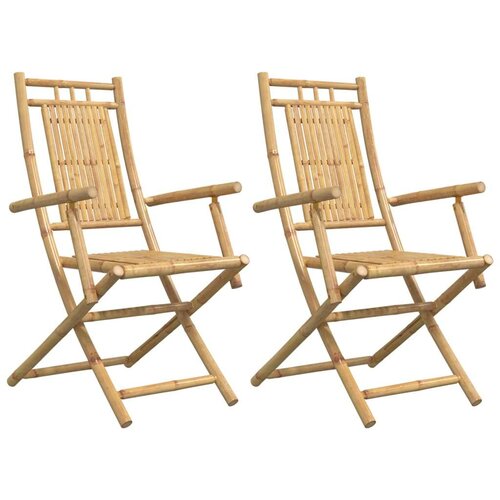  Sklopive vrtne stolice 2 kom 53 x 66 x 99 cm od bambusa Slike