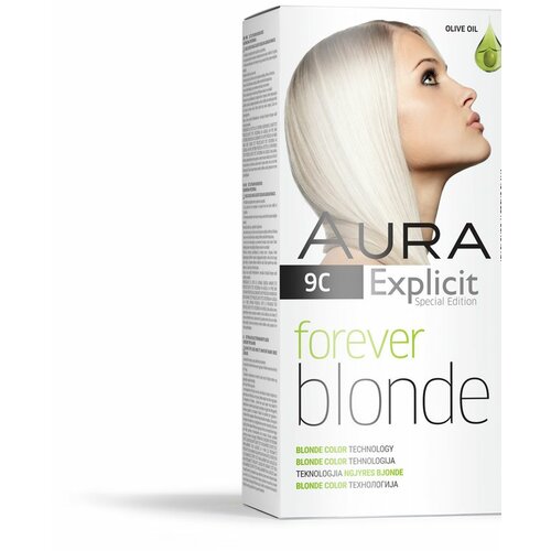 Aura set za trajno bojenje kose forever blonde 9C icy blonde Slike
