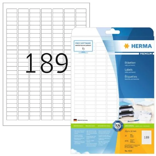 Herma Labels 25,4x10 25 Sheets DIN A4 4725 pcs. 4333