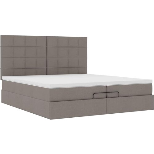 VidaXL Otomanski posteljni okvir z vzmetnicami taupe 200x200 cm blago, (21653308) Slike