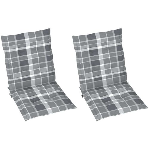 VidaXL Jastuci za vrtne stolice 2 kom sivi karirani 100x50x3cm tkanine Slike