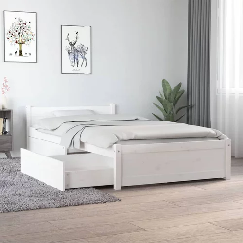 vidaXL Okvir za krevet s ladicama bijeli 90 x 190 cm 3FT jednokrevetni