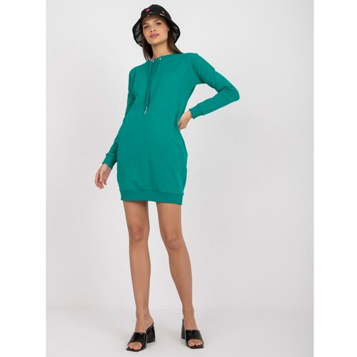 Fashion Hunters Basic green sweatshirt dress with long sleeves Slike