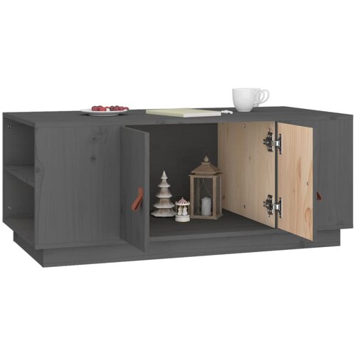  Stolić za kavu sivi 100 x 50 x 41 cm od masivne borovine Slike