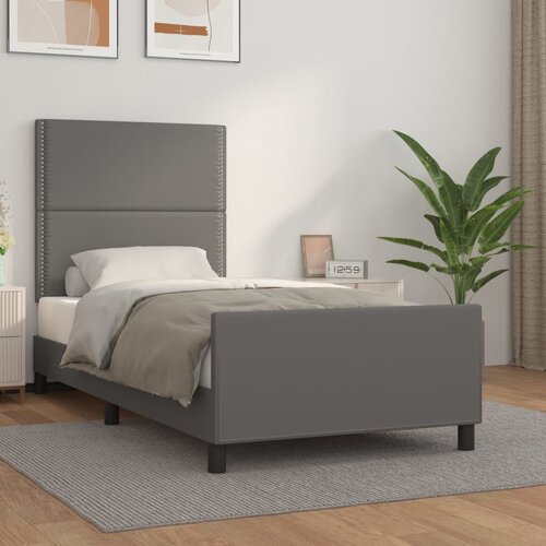  Za krevet s uzglavljem sivi 90x200 cm od umjetne kože Slike