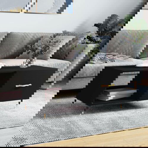 vidaXL Klubska mizica črna 90x50x40 inženirski les Cene