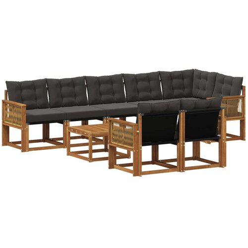 vidaXL Zunanja garnitura za sedenje z blazino 9 pcs Naravna in črna, (5000270133) Cene