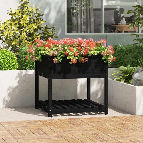 vidaXL Sadilica s policom crna 82 5x82 5x81 cm od masivne borovine Cijene