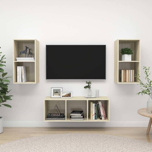  3-dijelni set TV ormarića siva boja betona konstruirano drvo Slike