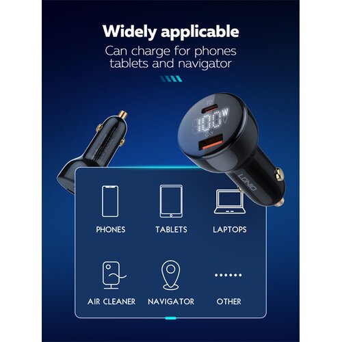 Ldnio CAR CHARGER 2 PORT (1A1C) 100W 5V 3A C101 AVTO POLNILEC Slike