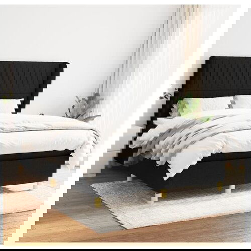 vidaXL Box spring posteljni z vzmetnico črn 140x190 cm blago Cene