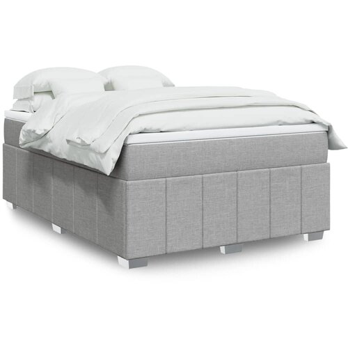 vidaXL Box spring posteljni z vzmetnico svetlo siv 140x190 cm blago Cene