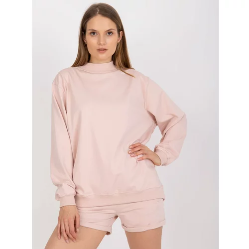 Fashion Hunters Basic light pink cotton sweatshirt
