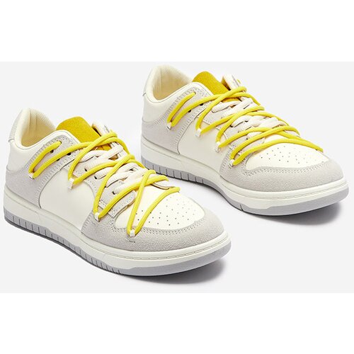 Resti White and gray women's sports sneakers with yellow laces Olierinc - Footwear Cene
